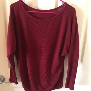 Dark red ribbed top